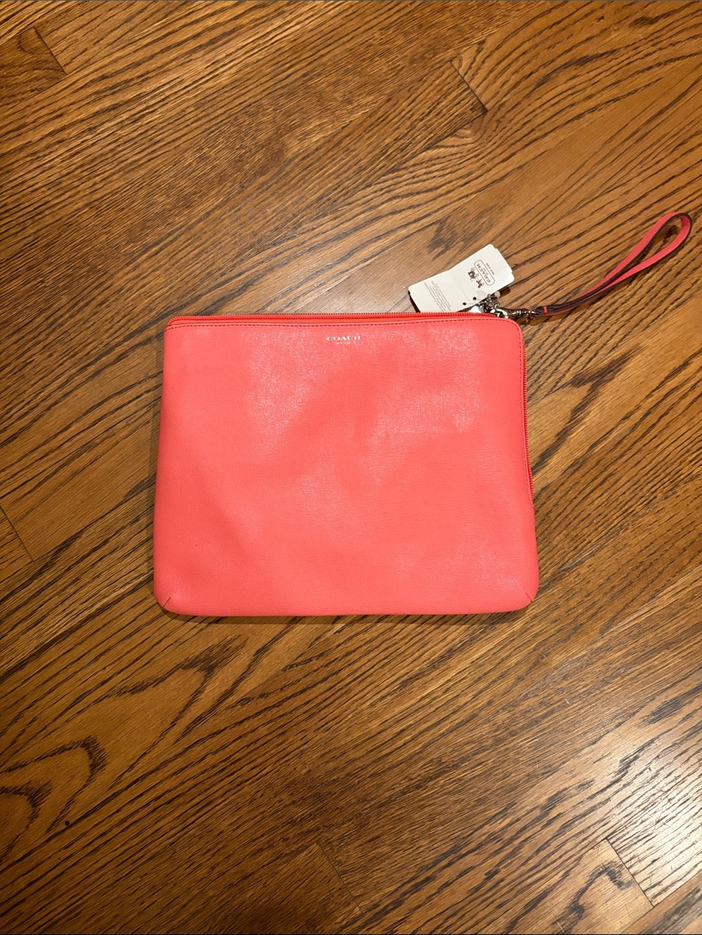 Coach Coral Pink Leather Wristlet